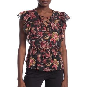 Scotch & Soda Ruffled Floral Print Top